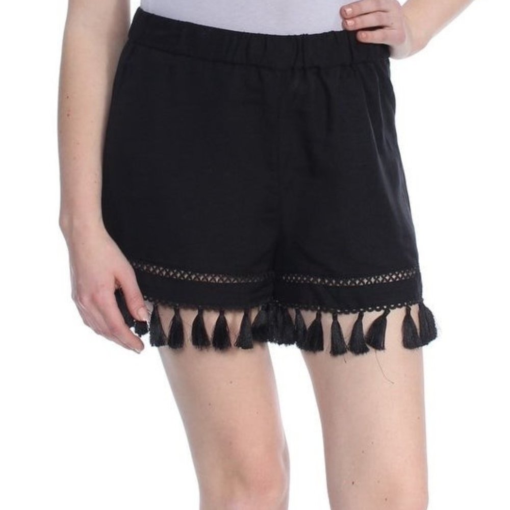 XOXO Womens Black Pull On Tassel Hem Short Size M